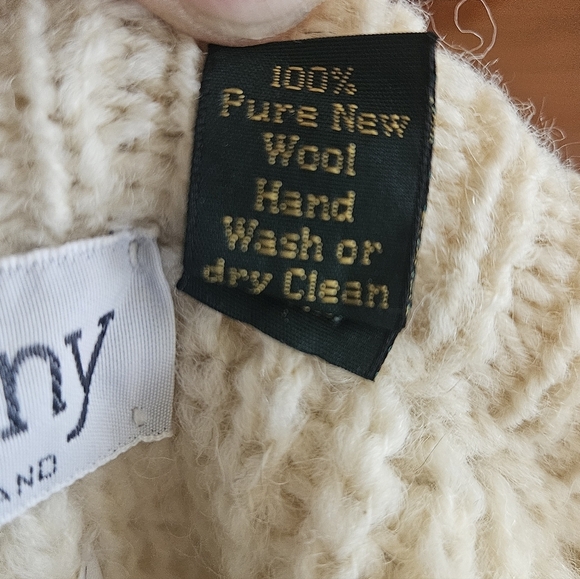 KILKENNY IRELANF Cream Chunky Knit Cowl Neck Sweater Large - Picture 7 of 7